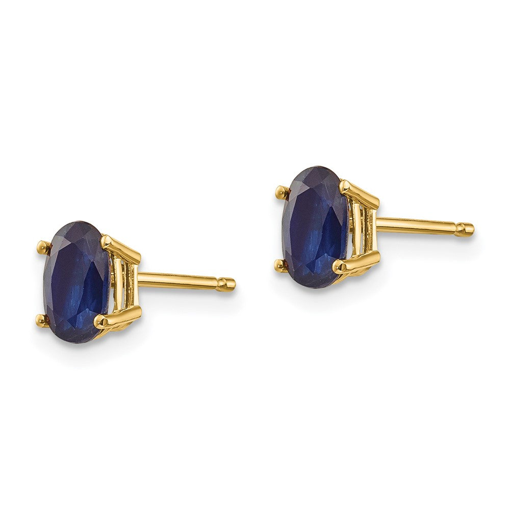 14K Yellow Gold 6x4mm September Sapphire Stud Earrings