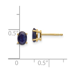 14K Yellow Gold 6x4mm September Sapphire Stud Earrings