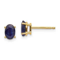 14K Yellow Gold 6x4mm September Sapphire Stud Earrings