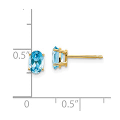 14K Yellow Gold 6x4 Oval December Blue Topaz Post Earrings