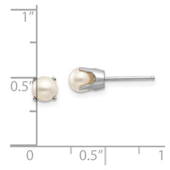 14K White Gold 5mm FWC Pearl Stud Earrings