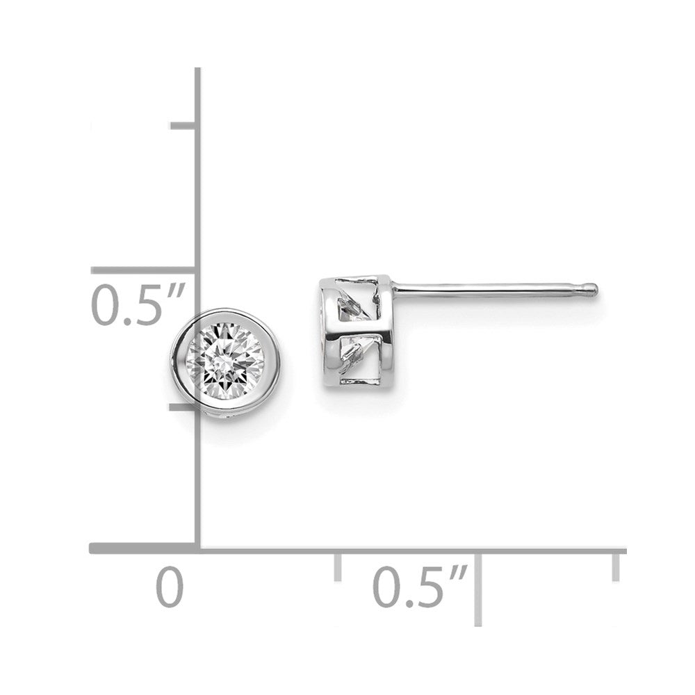 14K White Gold 4mm Bezel April White Topaz Post Earrings