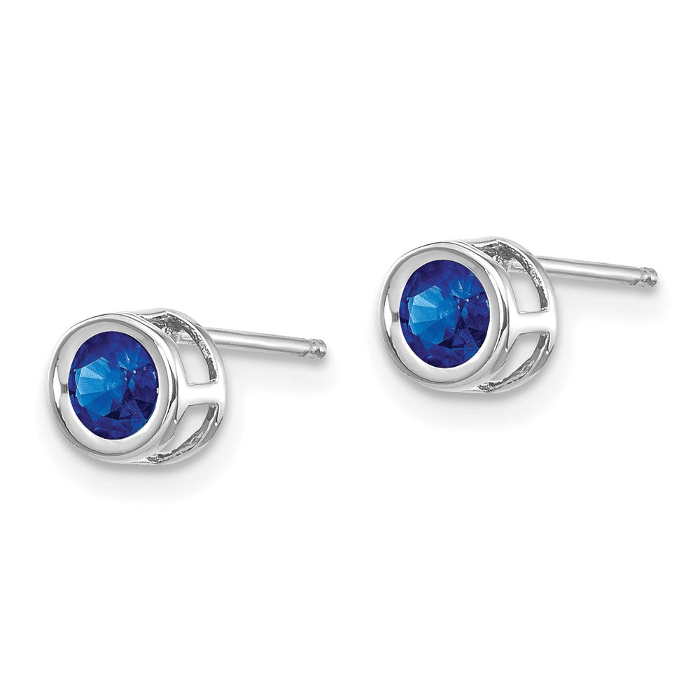 14K White Gold 4mm September Sapphire Earrings