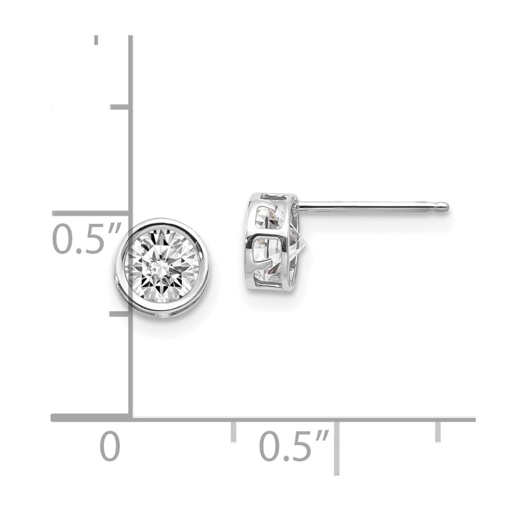 14K White Gold 5mm Bezel White Topaz Stud Earrings