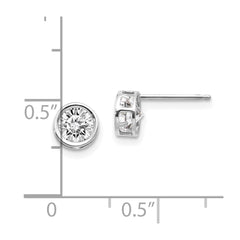 14K White Gold 5mm Bezel White Topaz Stud Earrings