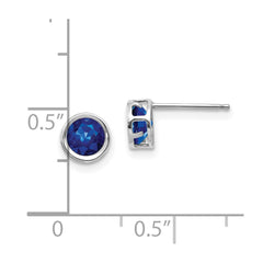 14K White Gold 5mm Bezel Sapphire Stud Earrings