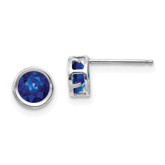 14K White Gold 5mm Bezel Sapphire Stud Earrings