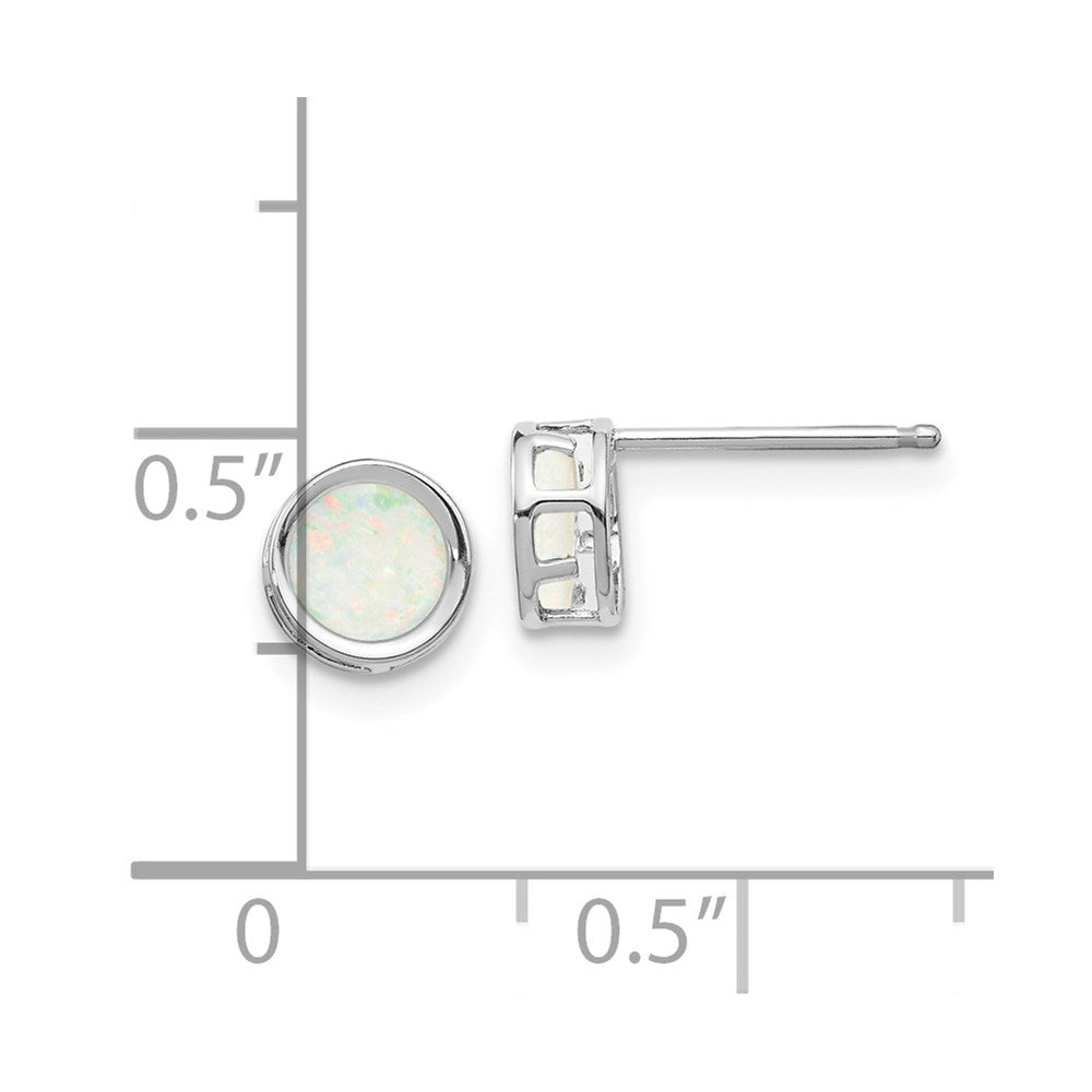 14K White Gold 5mm Bezel Opal Stud Earrings