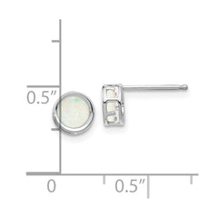 14K White Gold 5mm Bezel Opal Stud Earrings