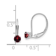 14K White Gold 4mm Garnet January Earrings