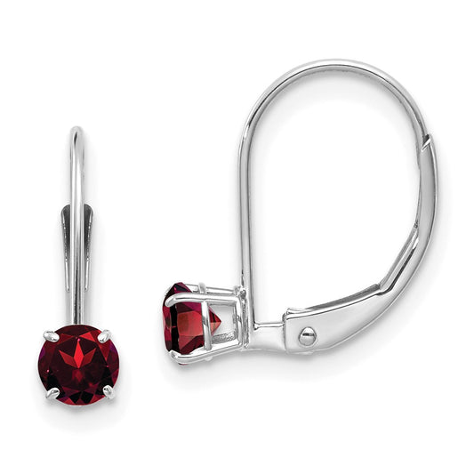 14K White Gold 4mm Garnet January Earrings