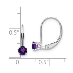 14K White Gold 4mm Amethyst February Earrings
