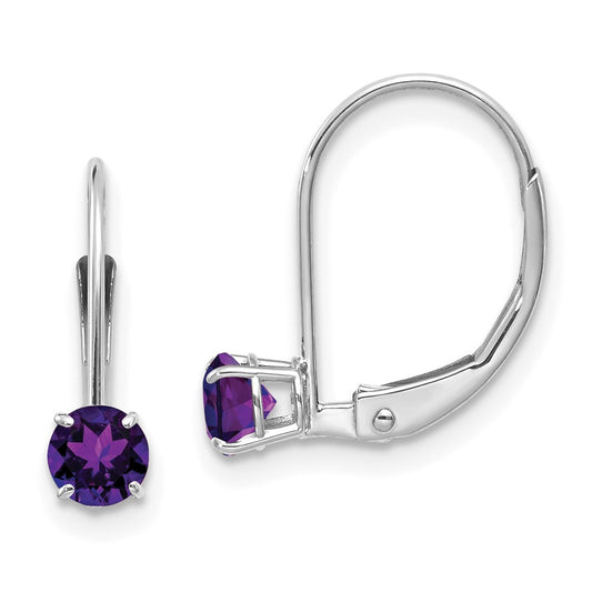 14K White Gold 4mm Amethyst February Earrings
