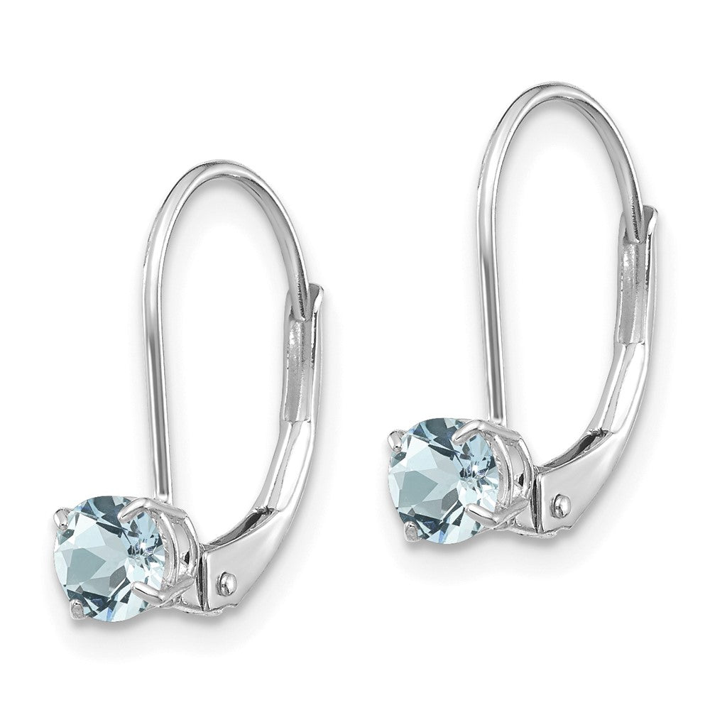 14K White Gold 4mm Aquamarine March Earrings
