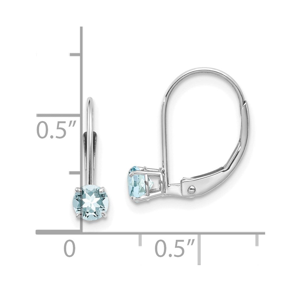 14K White Gold 4mm Aquamarine March Earrings