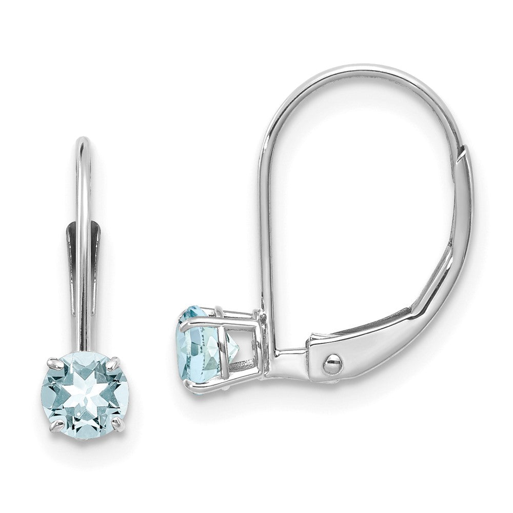14K White Gold 4mm Aquamarine March Earrings