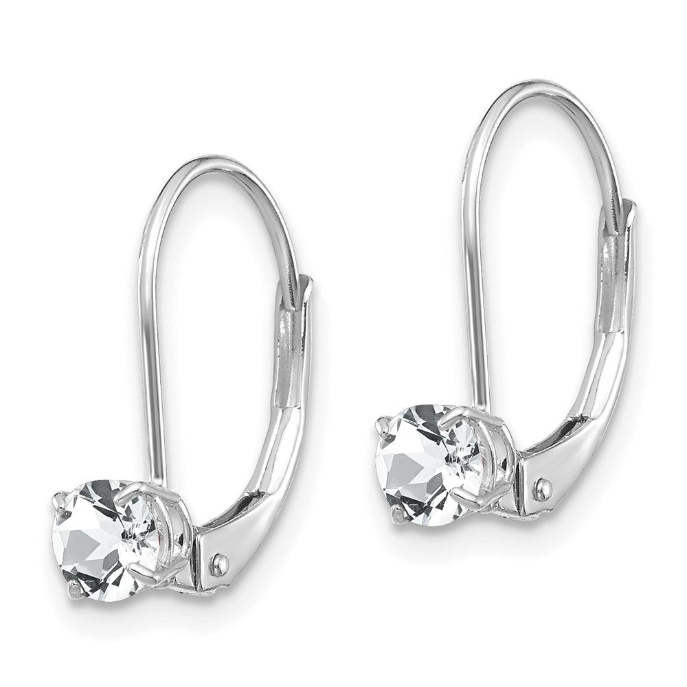 14K White Gold 4mm White Topaz April Earrings