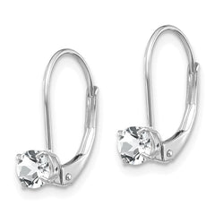 14K White Gold 4mm White Topaz April Earrings