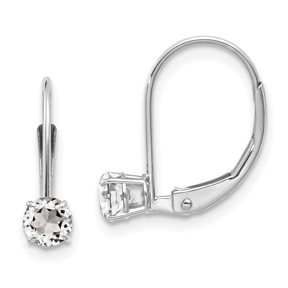 14K White Gold 4mm White Topaz April Earrings