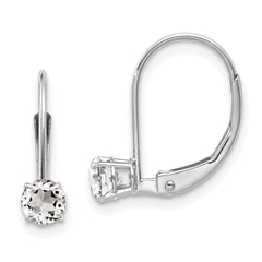 14K White Gold 4mm White Topaz April Earrings