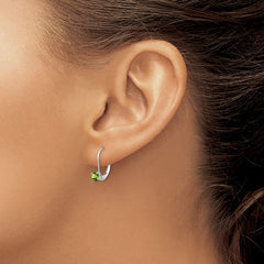 14K White Gold 4mm Round August Peridot Leverback Earrings