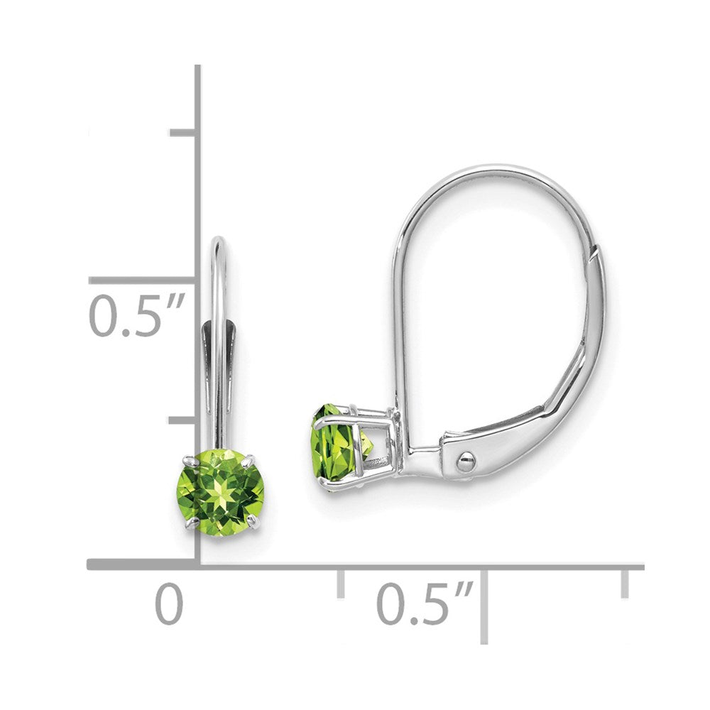 14K White Gold 4mm Round August Peridot Leverback Earrings