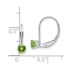 14K White Gold 4mm Round August Peridot Leverback Earrings