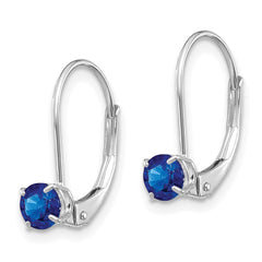 14K White Gold 4mm Round September Sapphire Leverback Earrings