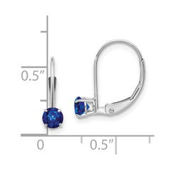 14K White Gold 4mm Round September Sapphire Leverback Earrings