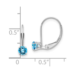 14K White Gold 4mm Round December Blue Topaz Leverback Earrings
