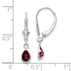 14K White Gold 6x4mm Garnet January Earrings