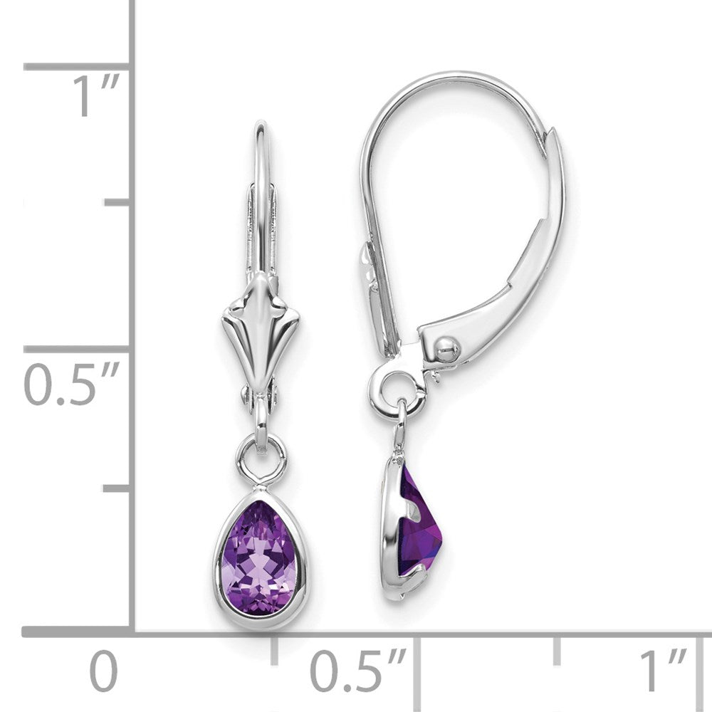 14K White Gold 6x4mm Amethyst February Earrings