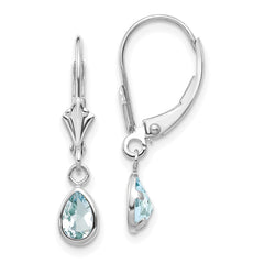 14K White Gold 6x4mm Aquamarine March Earrings