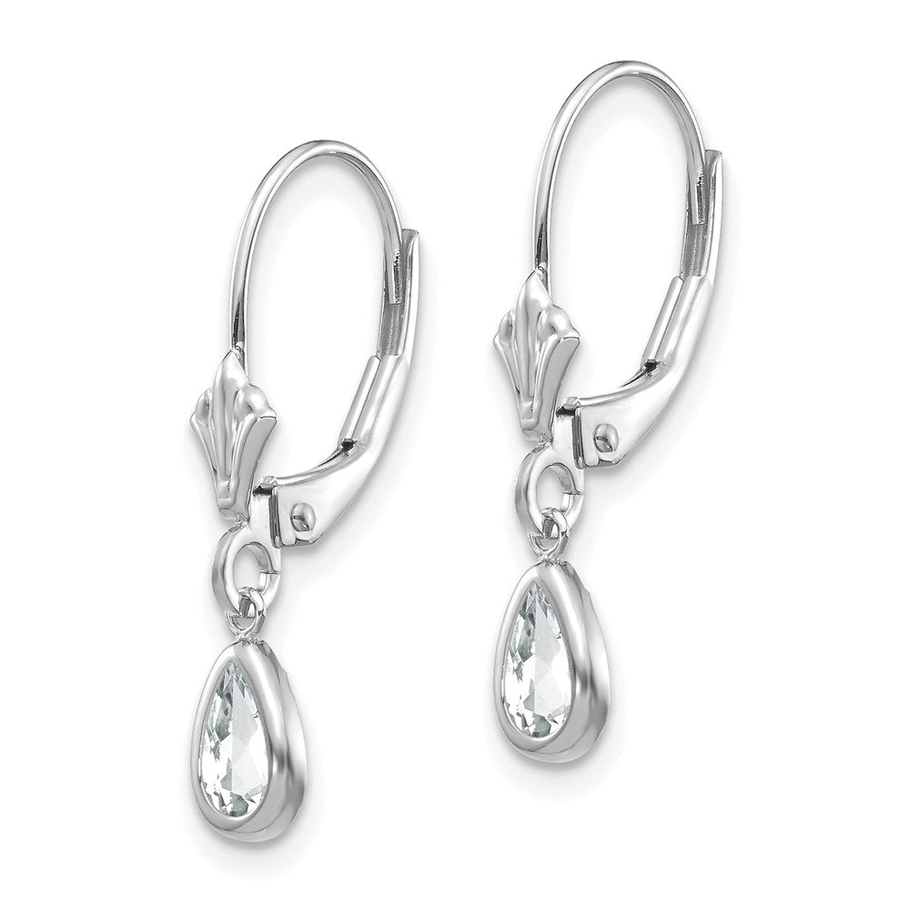 14K White Gold 6x4mm White Topaz April Earrings