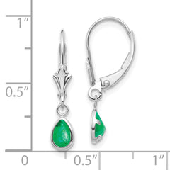 14K White Gold 6x4mm Emerald May Earrings