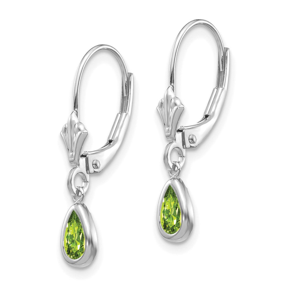 14K White Gold 6x4mm Peridot August Earrings