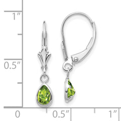 14K White Gold 6x4mm Peridot August Earrings