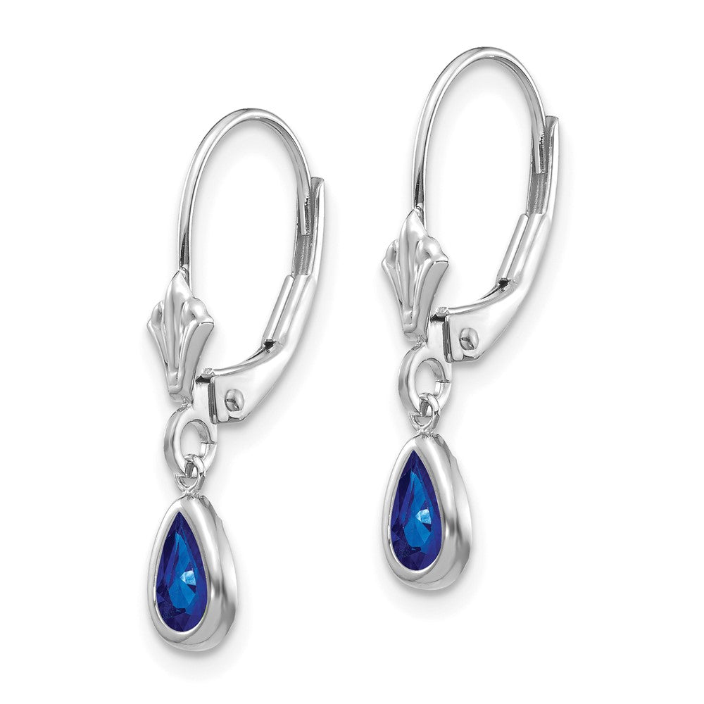 14K White Gold 6x4mm Sapphire September Earrings