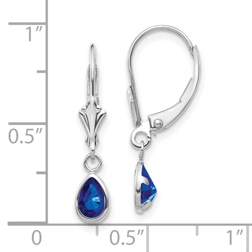 14K White Gold 6x4mm Sapphire September Earrings