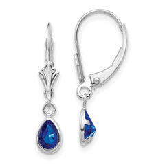 14K White Gold 6x4mm Sapphire September Earrings