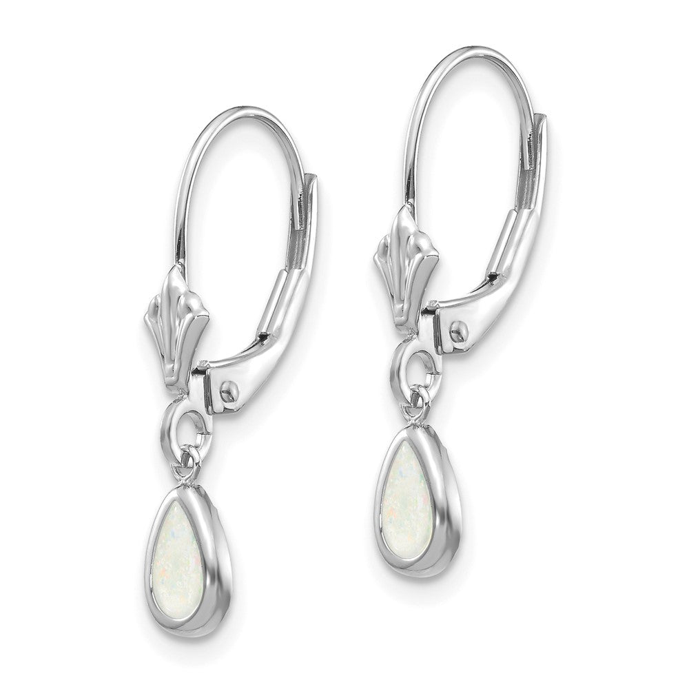 14K White Gold 6x4mm Opal October Earrings
