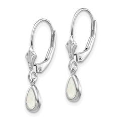 14K White Gold 6x4mm Opal October Earrings
