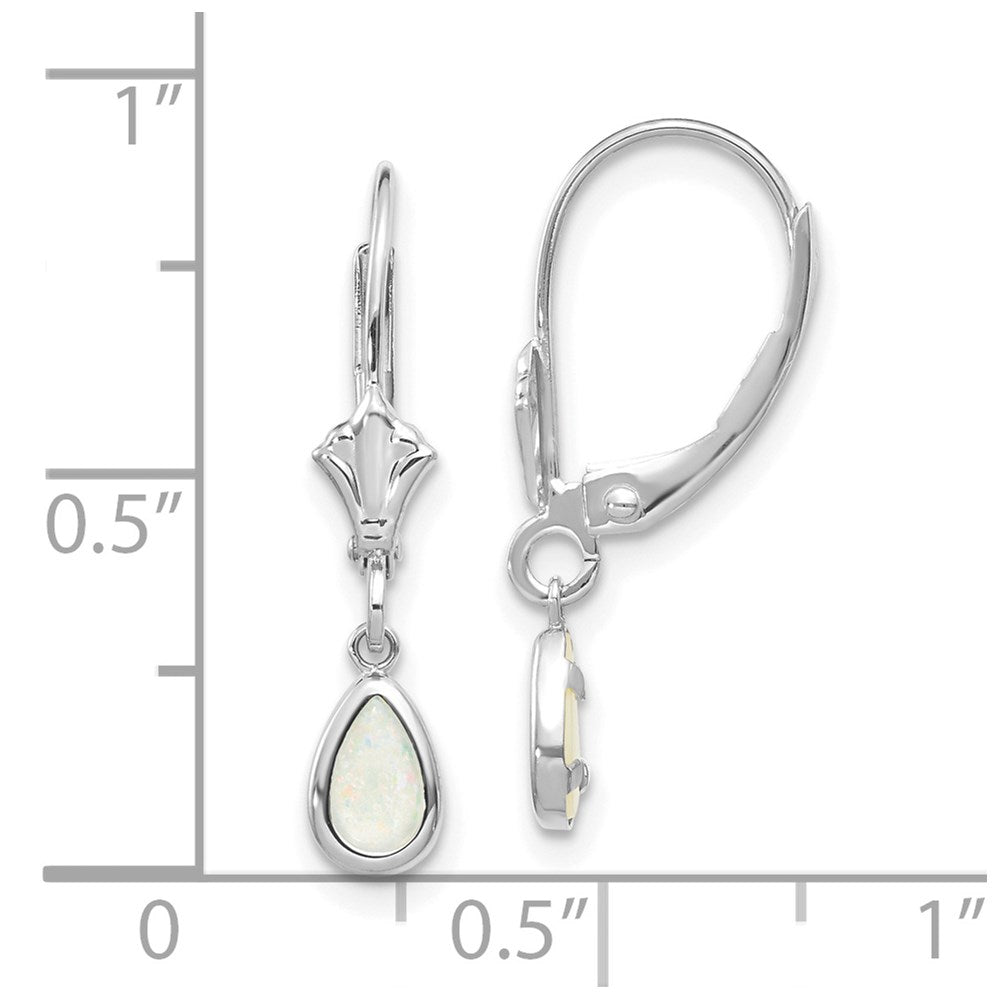 14K White Gold 6x4mm Opal October Earrings