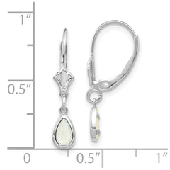 14K White Gold 6x4mm Opal October Earrings
