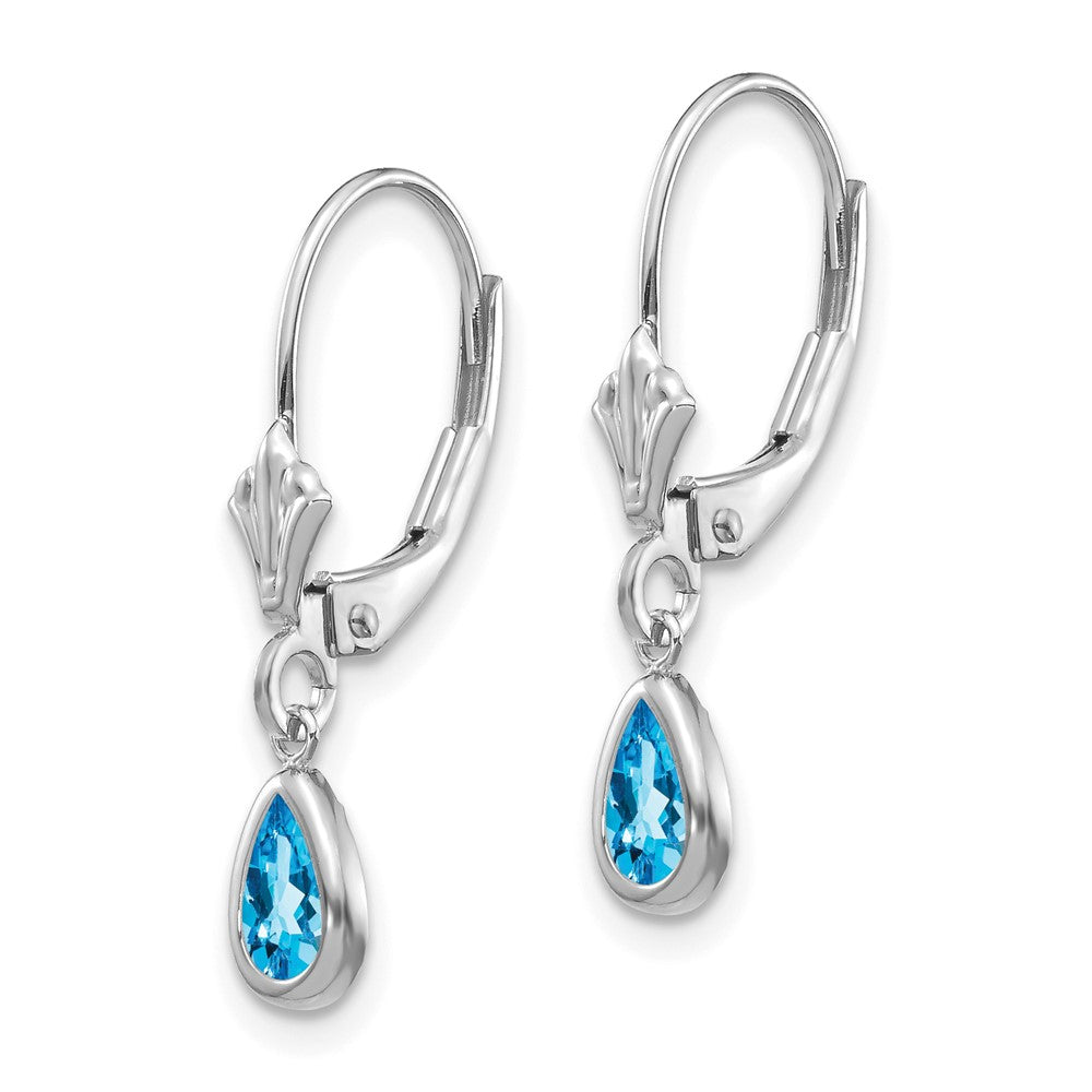 14K White Gold 6x4mm Blue Topaz December Earrings