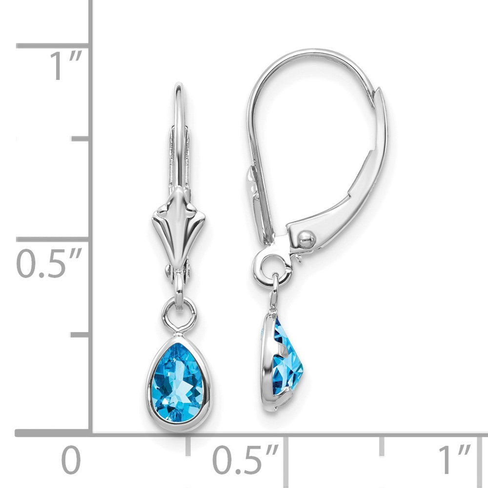 14K White Gold 6x4mm Blue Topaz December Earrings