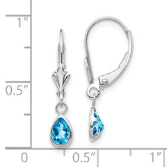 14K White Gold 6x4mm Blue Topaz December Earrings