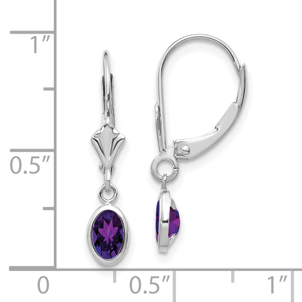 14K White Gold 6x4mm Oval Amethyst February Earrings