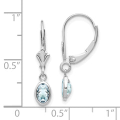 14K White Gold 6x4mm Oval Aquamarine March Earrings