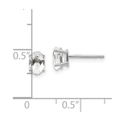 14K White Gold 6x4 Oval April White Topaz Post Earrings